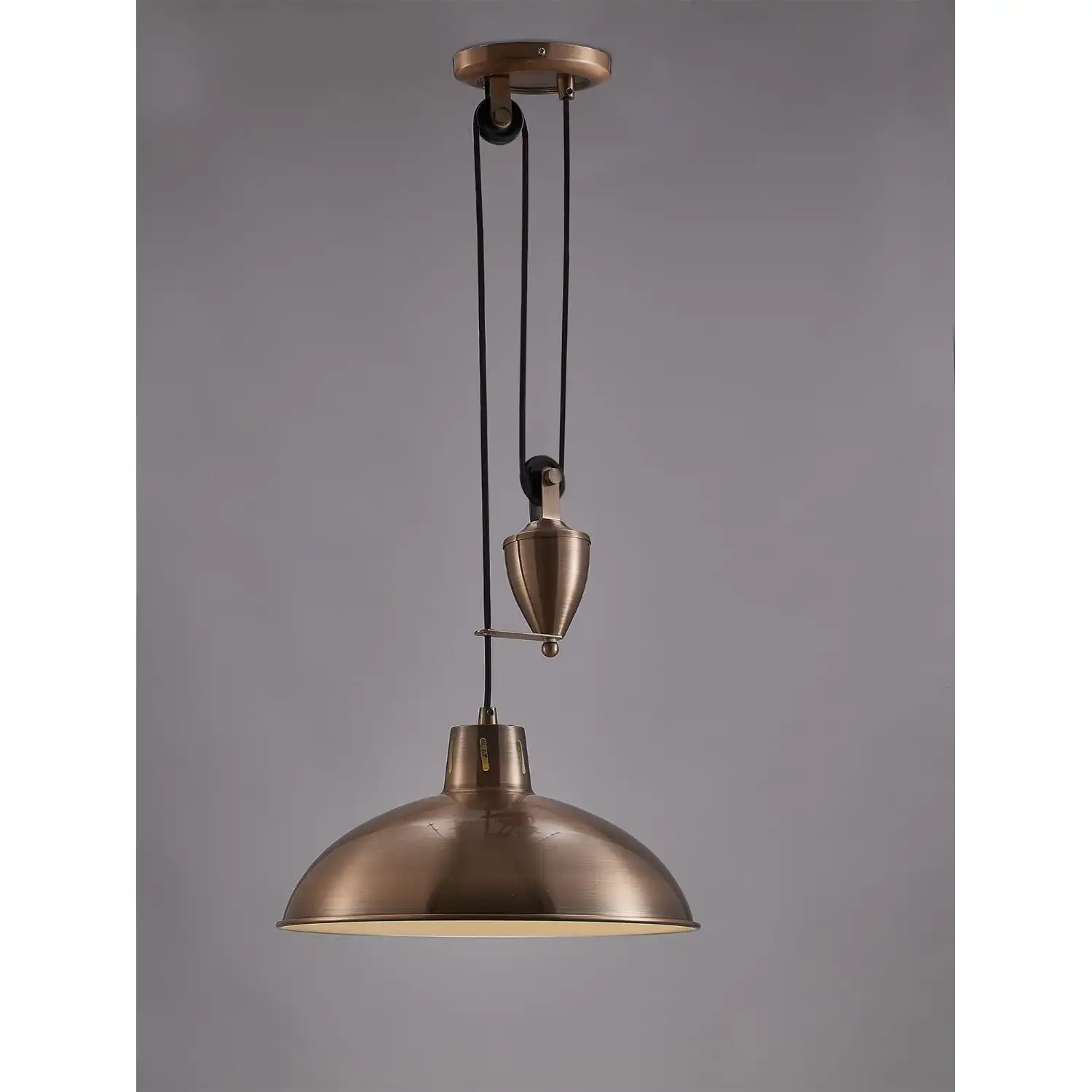 Wellington Pulley System Pendant 1 Light E27 Antique Copper