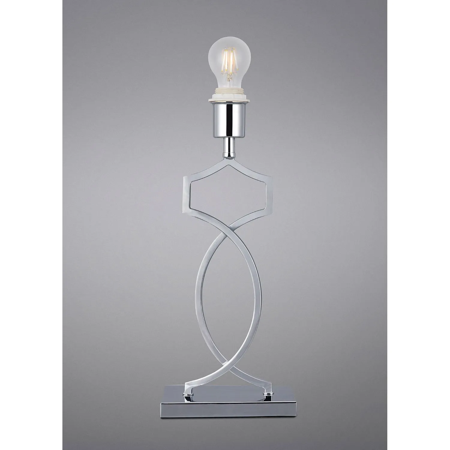 Courtyard Rectangular Base Table Lamp Without Shade, Inline Switch, 1 Light E27 Polished Chrome