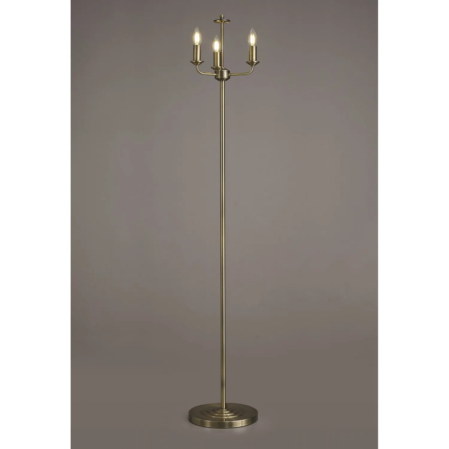 Banyan 3 Light Switched Floor Lamp Without Shade, E14 Antique Brass
