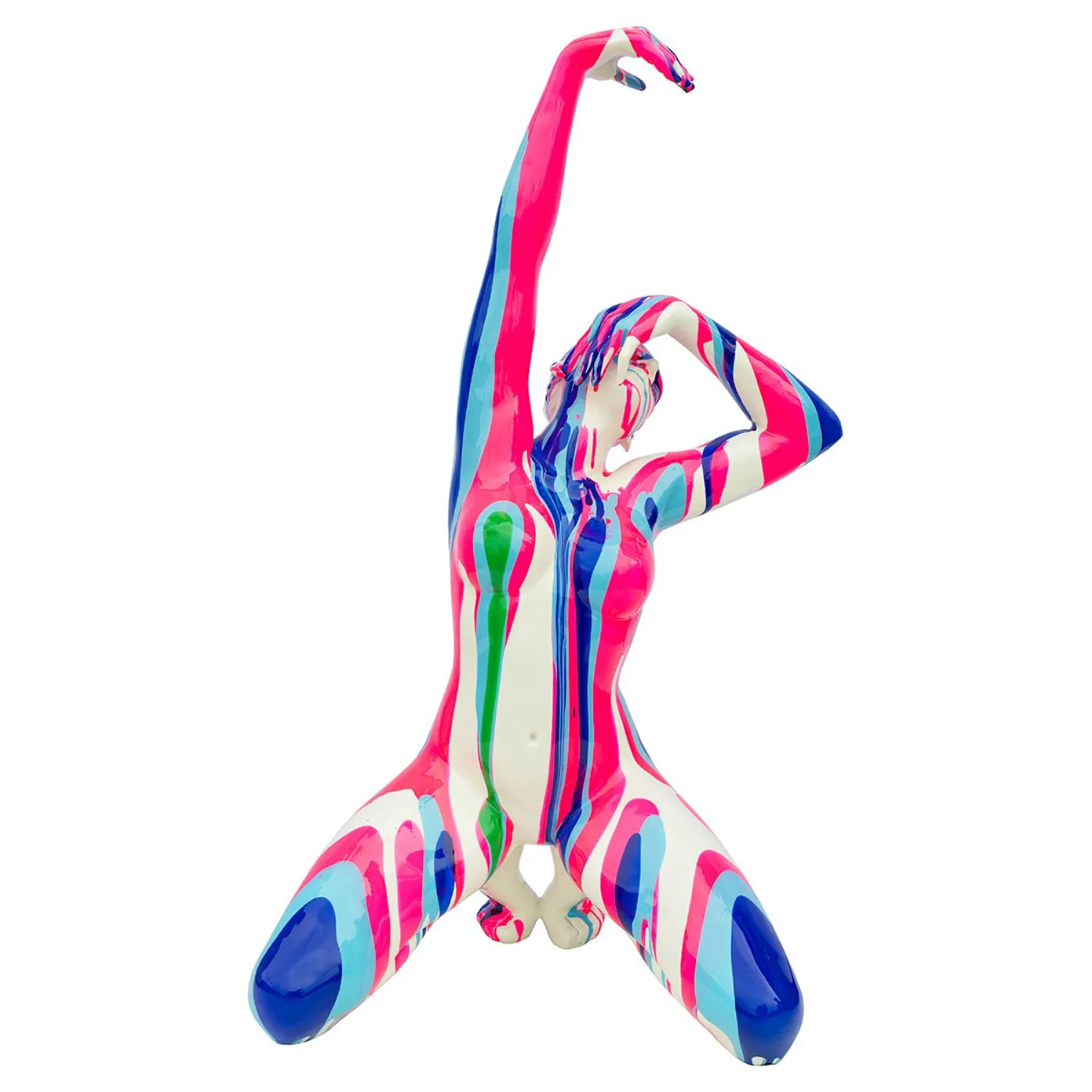 Amorous Pink and Blue Yoga Lady Sculpture