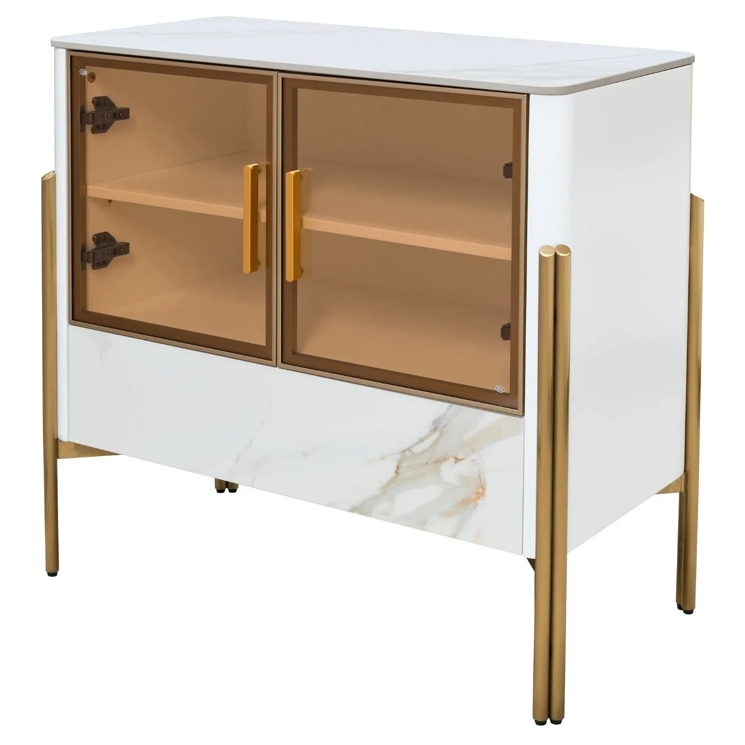 Carrington White and Gold Small Cabinet