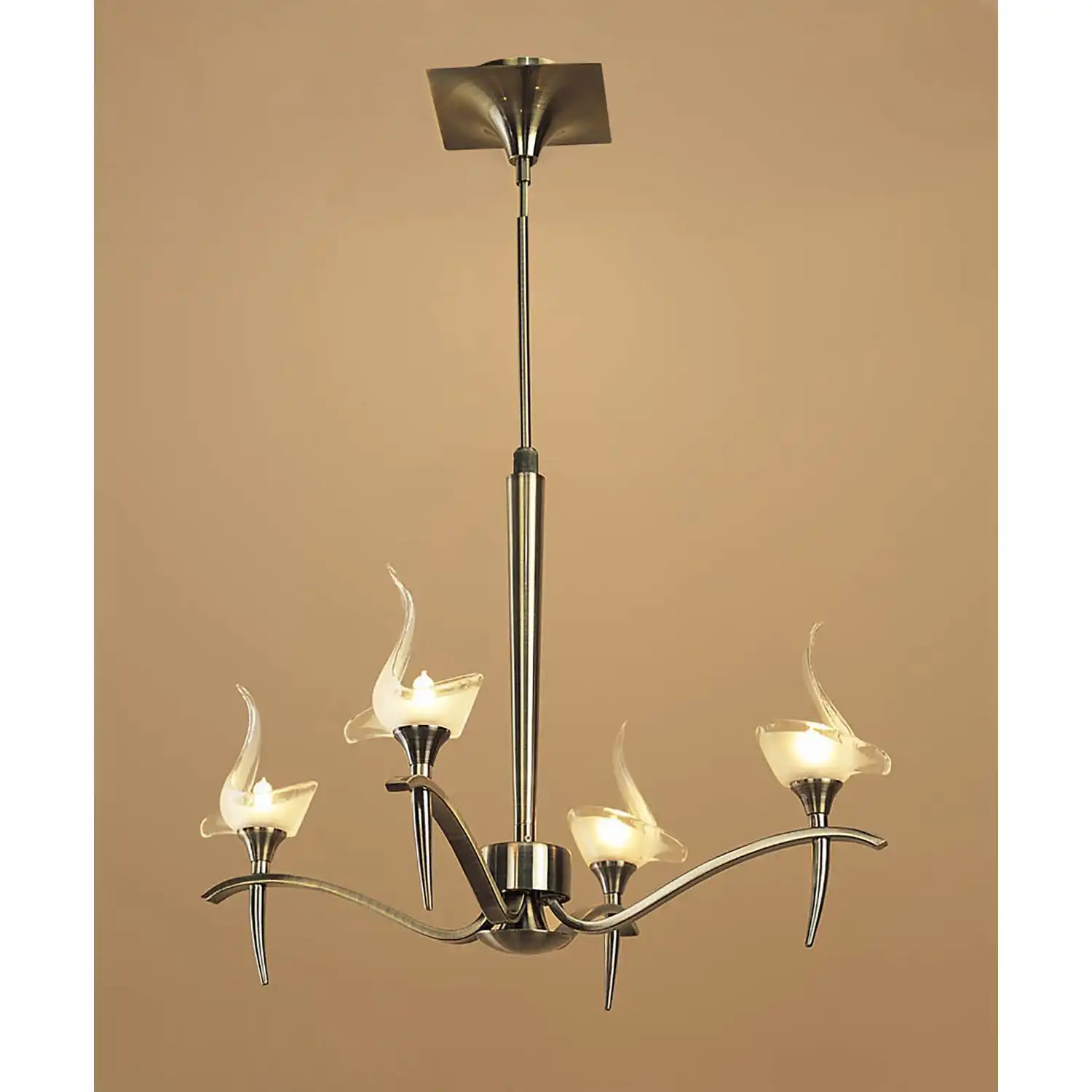 Viena Telescopic Pendant Round 4 Light G9, Antique Brass