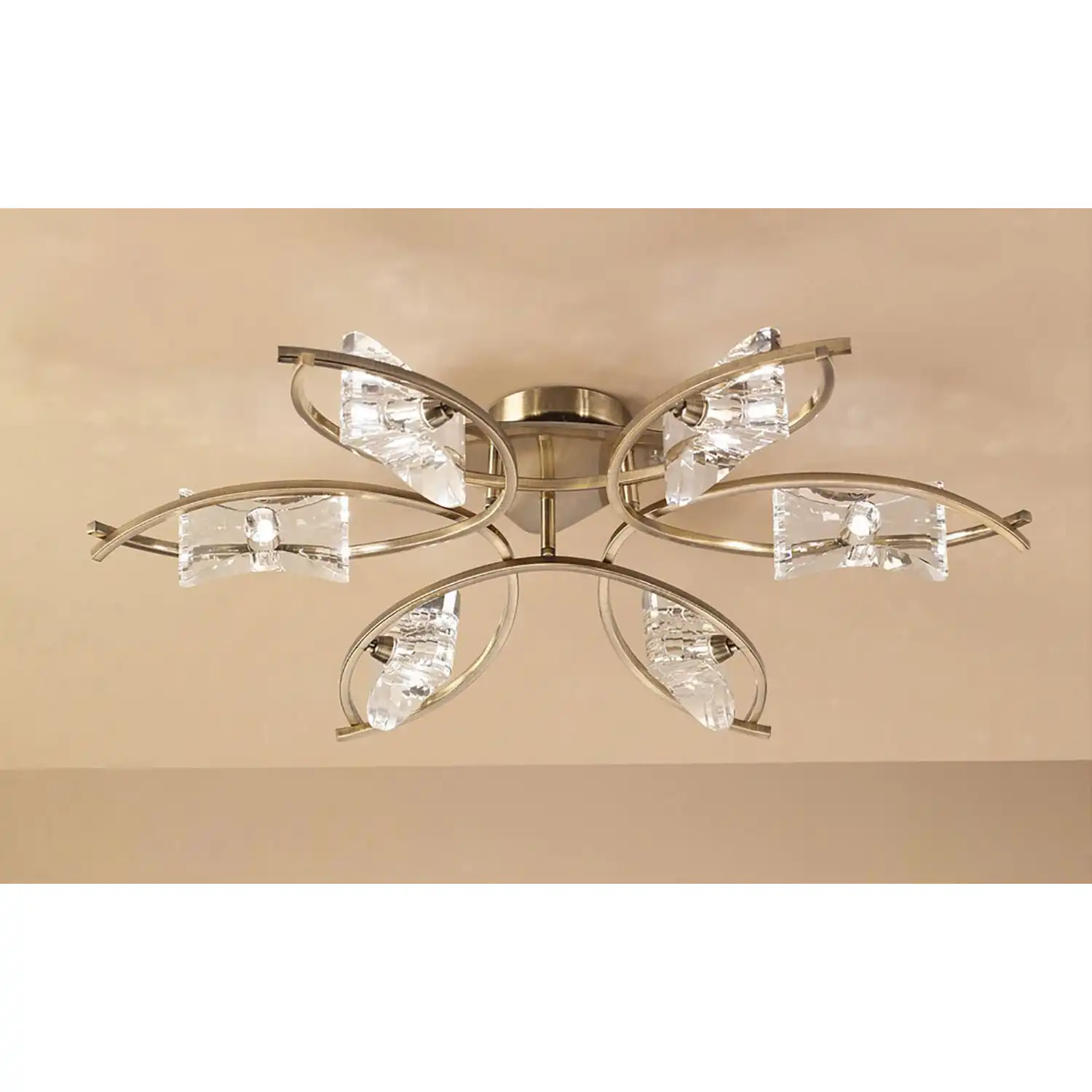 Kromo Ceiling 6 Light G9, Antique Brass - Posh Living