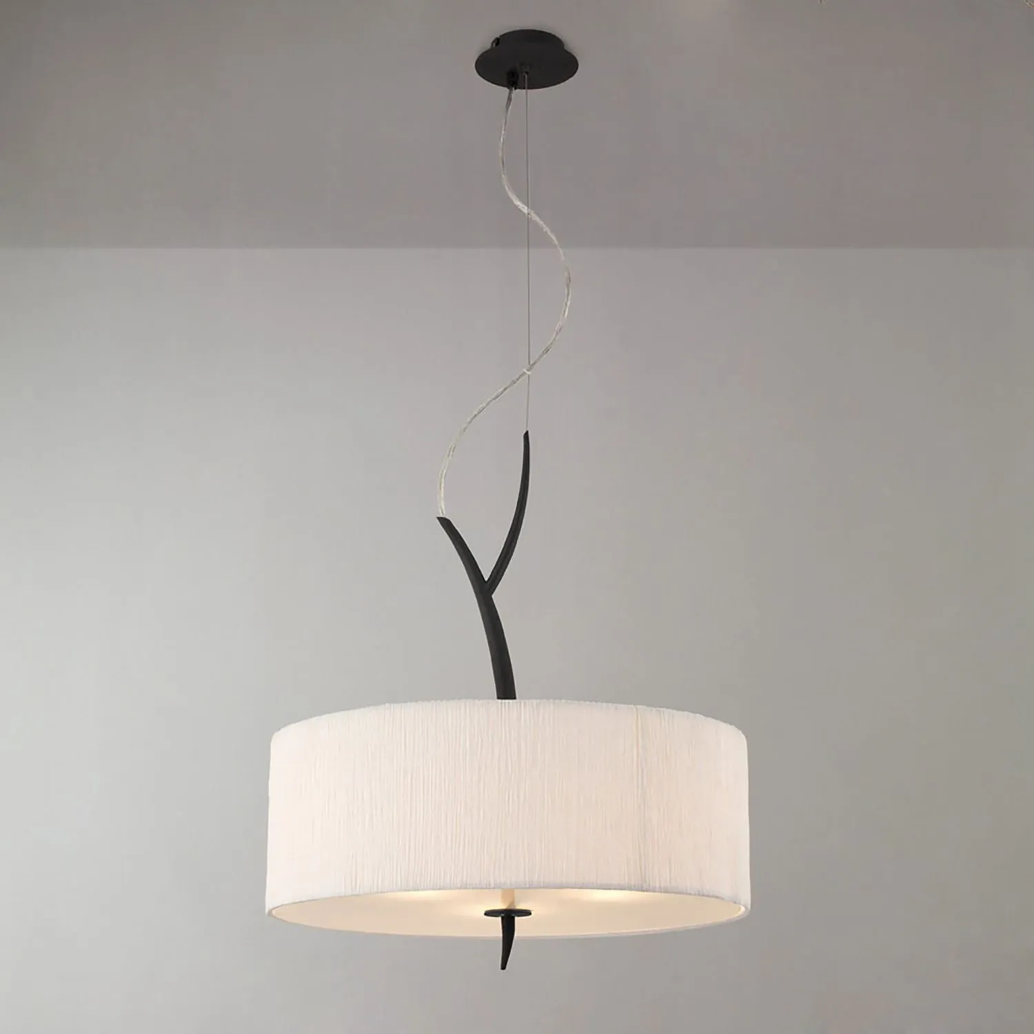 Eve Pendant 3 Light E27, Anthracite With White Round Shade