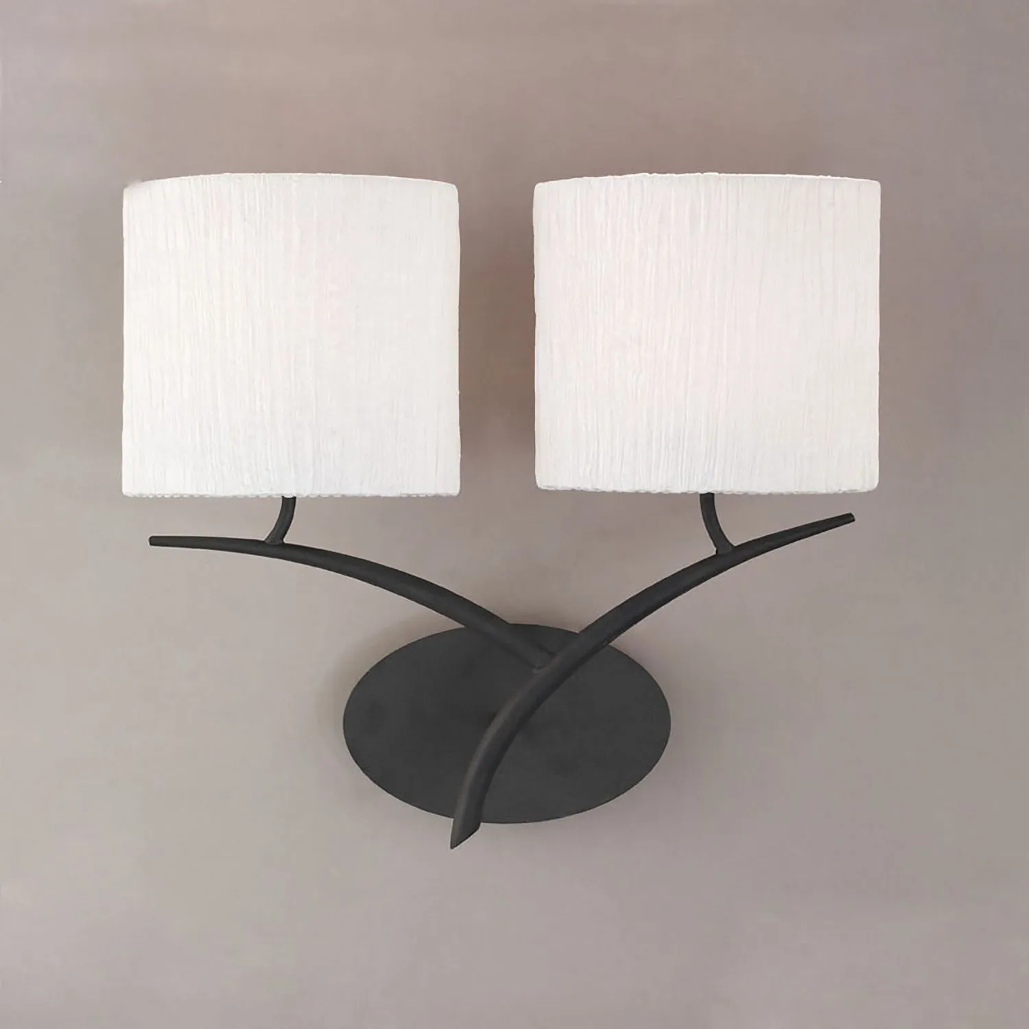 Eve Wall Lamp 2 Light E27, Anthracite With White Oval Shades