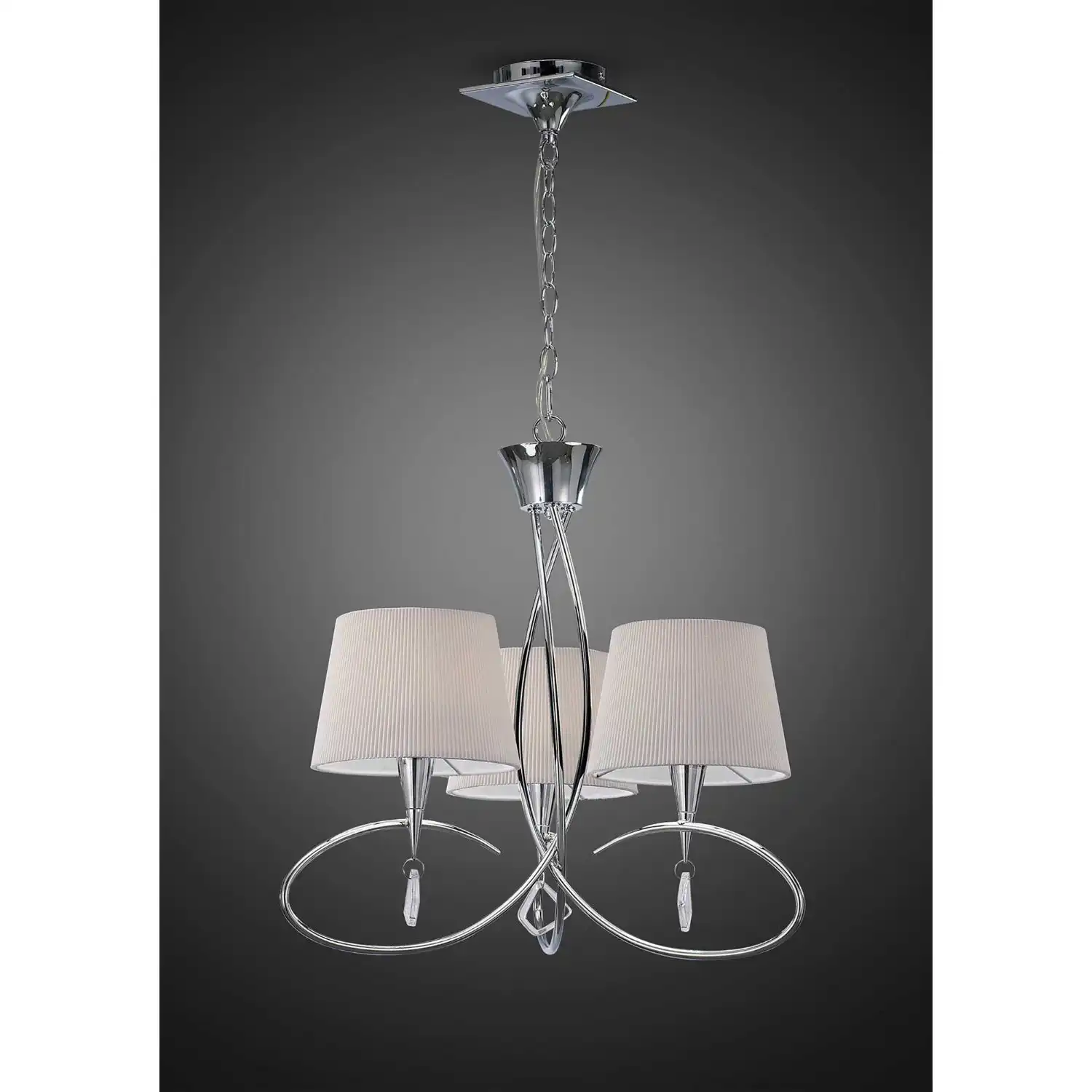 Mara Pendant 3 Light E14, Polished Chrome With Ivory White Shades