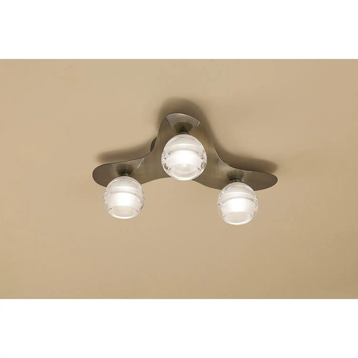 Loop Flush Ceiling 3 Light G9 ECO, Antique Brass