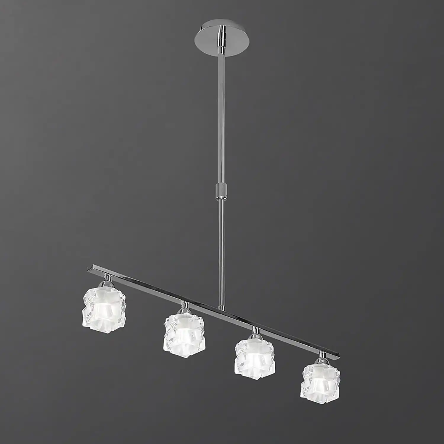 Ice Linear Pendant 4 Light G9 ECO Bar, Polished Chrome