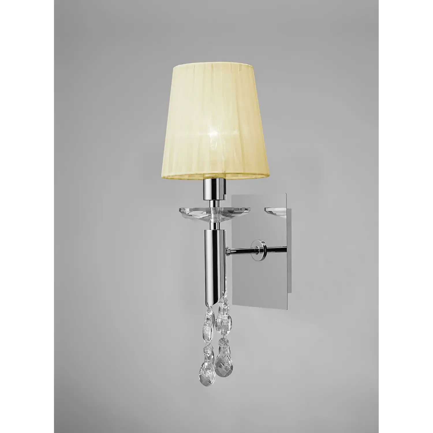 Tiffany Wall Lamp Switched 1+1 Light E14+G9, Polished Chrome With Cream Shade And Clear Crystal