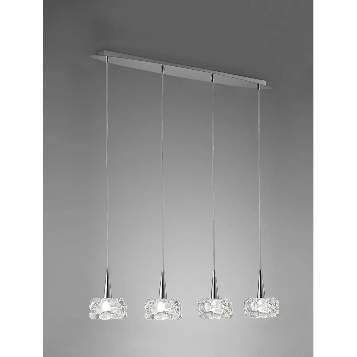 O2 Linear Pendant 4 Light G9 Line, Polished Chrome