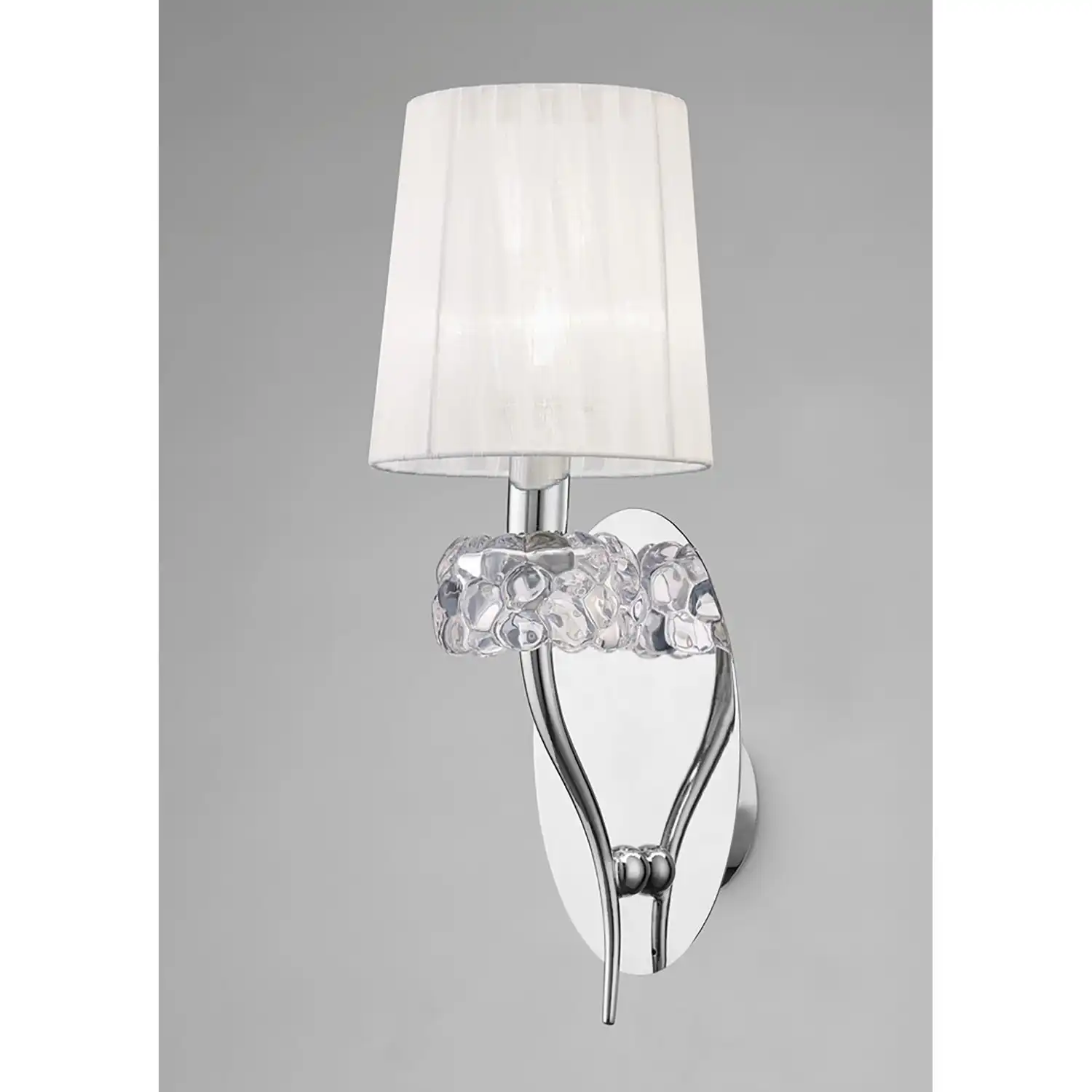 Loewe Wall Lamp Switched 1 Light E14, Polished Chrome With White Shade