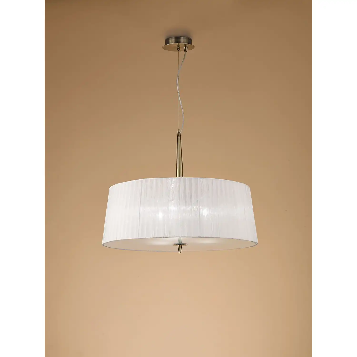 Loewe Single Pendant 3 Light E27, Antique Brass With White Shade