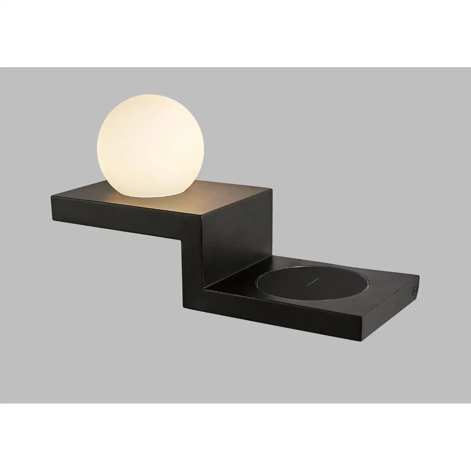 Zanzibar Wall Lamp Switched Globe With Mobile Phone Induction Charger, 6W LED, 3000K, 470lm, Sand Black, 3yrs Warranty