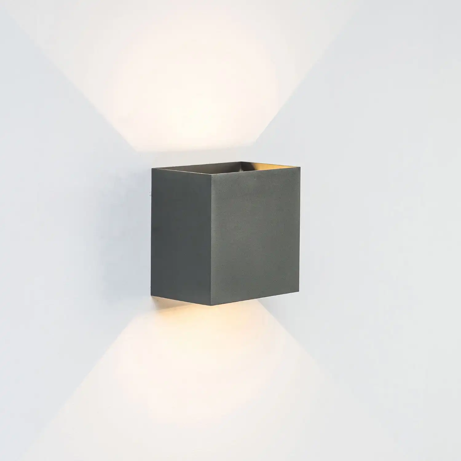 Davos XL Square Wall Lamp, 2x10W LED, 3000K, 1830lm, IP65, Anthracite, 3yrs Warranty