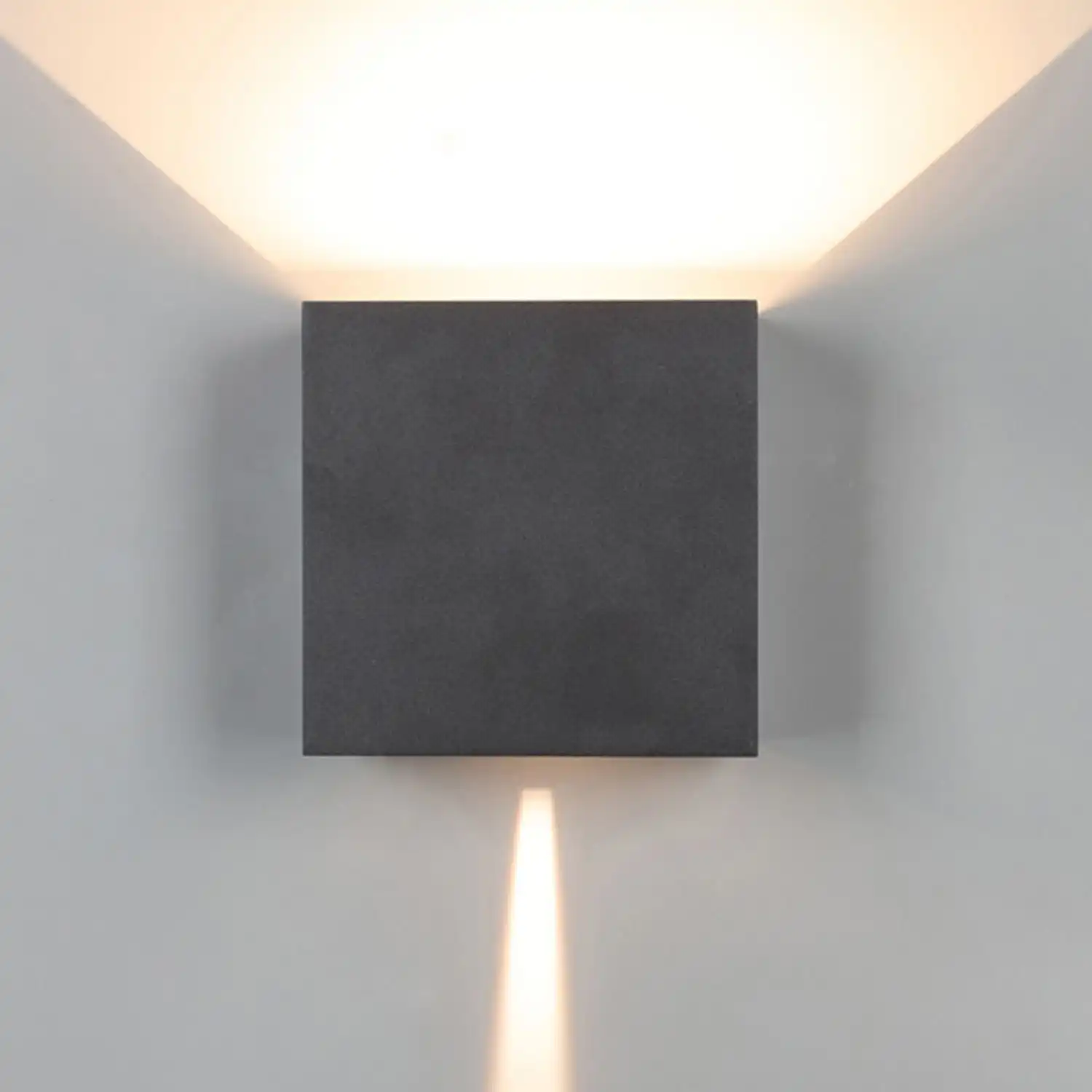 Davos XL Square Wall Lamp, 2x10W LED, 3000K, 1830lm, IP65, Sand Black, 3yrs Warranty