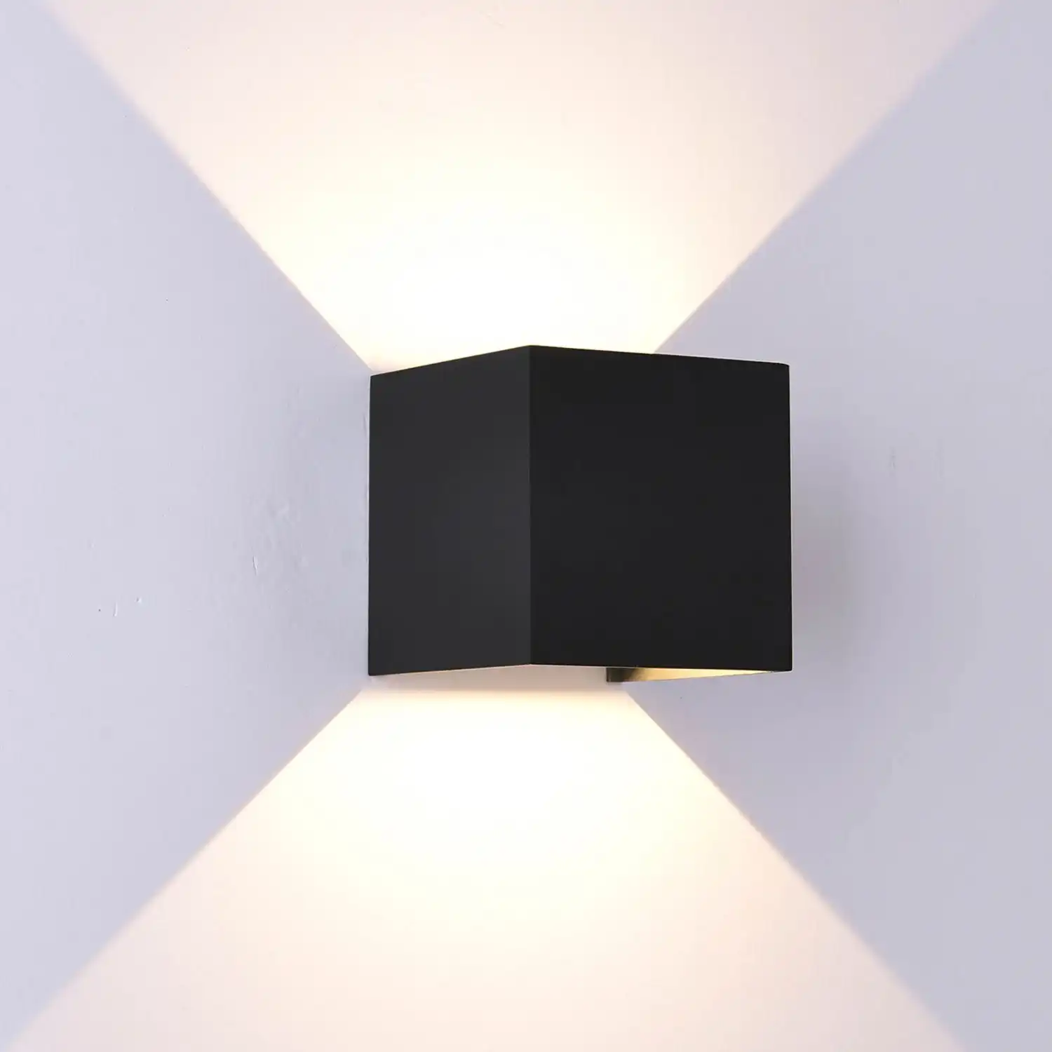 Davos Square Wall Lamp, 2 x 6W LED, 4000K, 1100lm, IP54, Sand Black, 3yrs Warranty