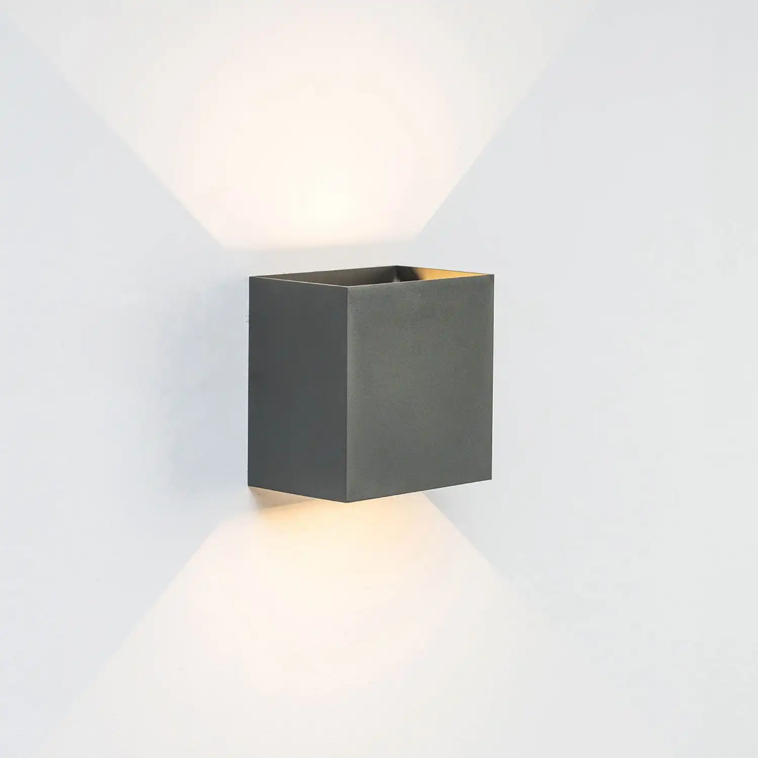 Davos XL Square Wall Lamp, 2x10W LED, 4000K, 1830lm, IP65, Anthracite, 3yrs Warranty