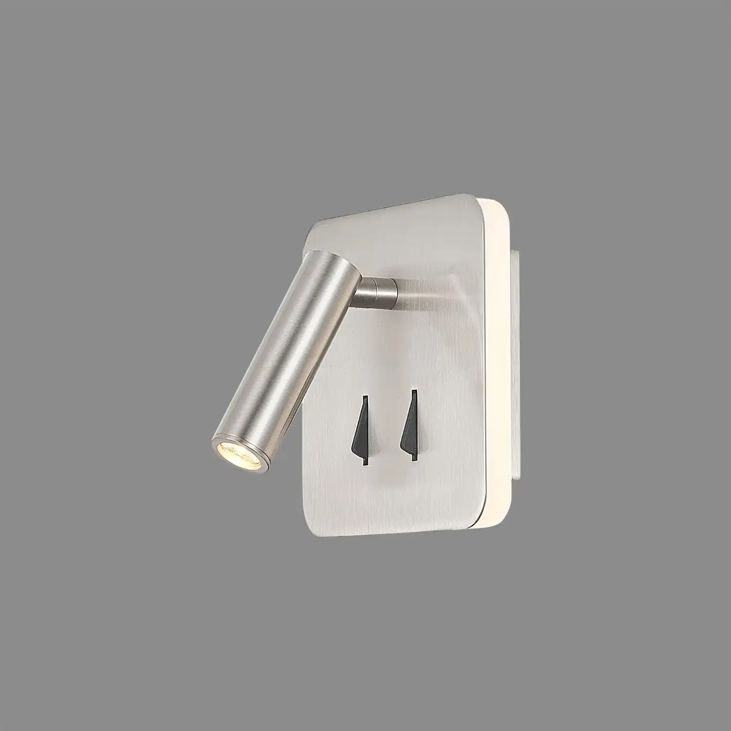 Cayman Square Wall Plus Reading Light, 6W Plus 3W LED, 3000K, 620lm Total, Individually Switched, Satin Nickel, 3yrs Warranty