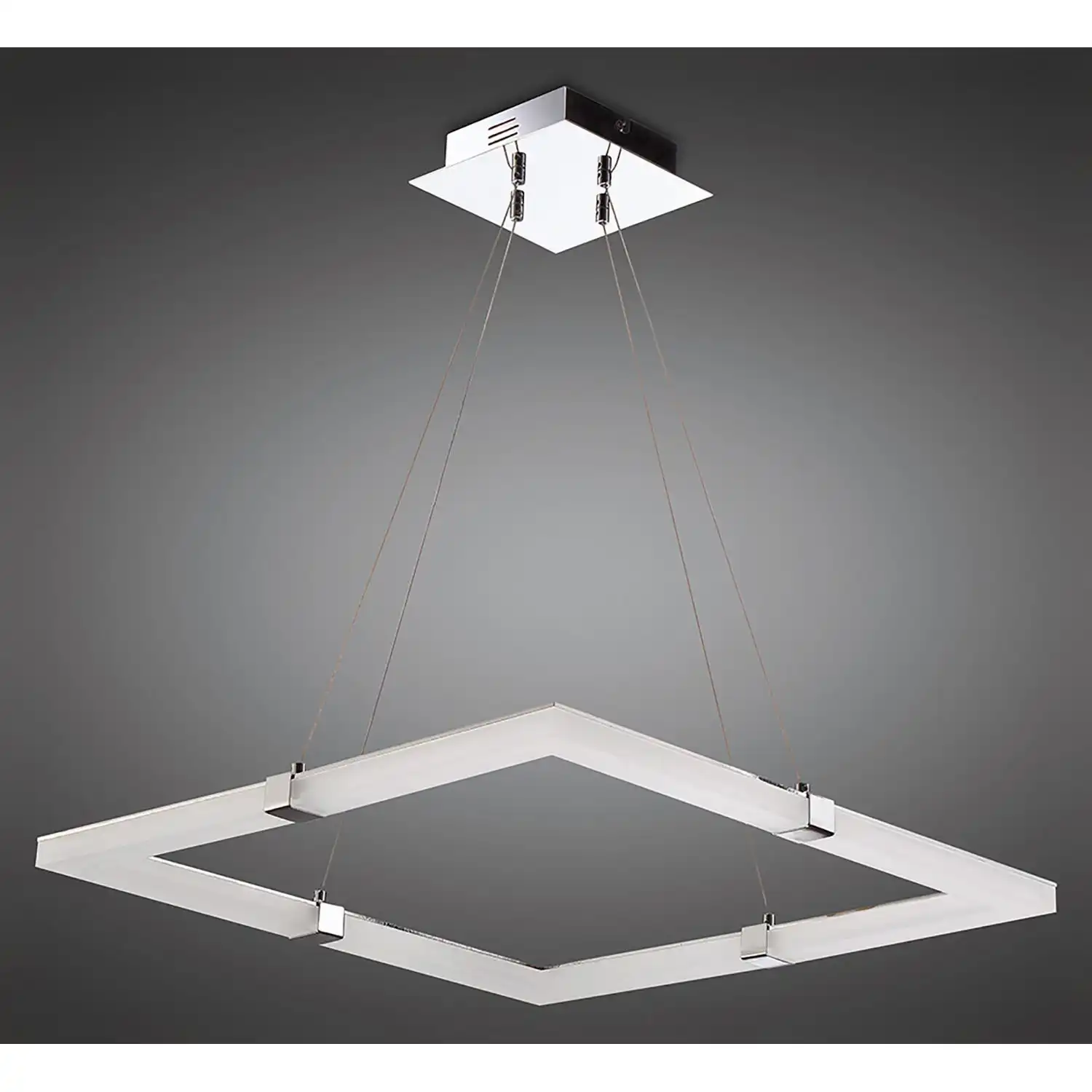 Taccia Pendant 28W LED Square 3000K, 2500lm, Polished Chrome Frosted Acrylic, 3yrs Warranty