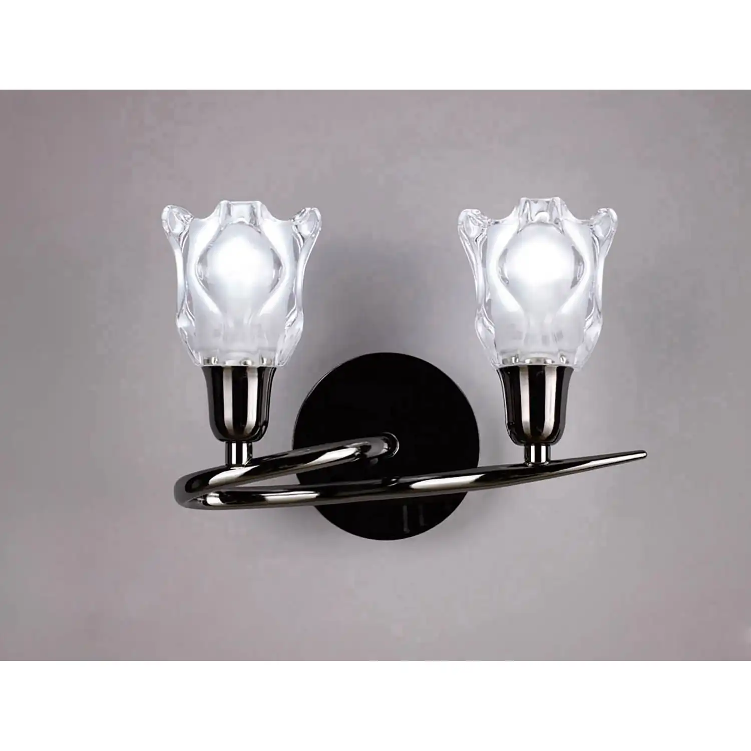 Amel Wall Lamp Switched 2 Light L1 SGU10, Black Chrome, CFL Lamps INCLUDED