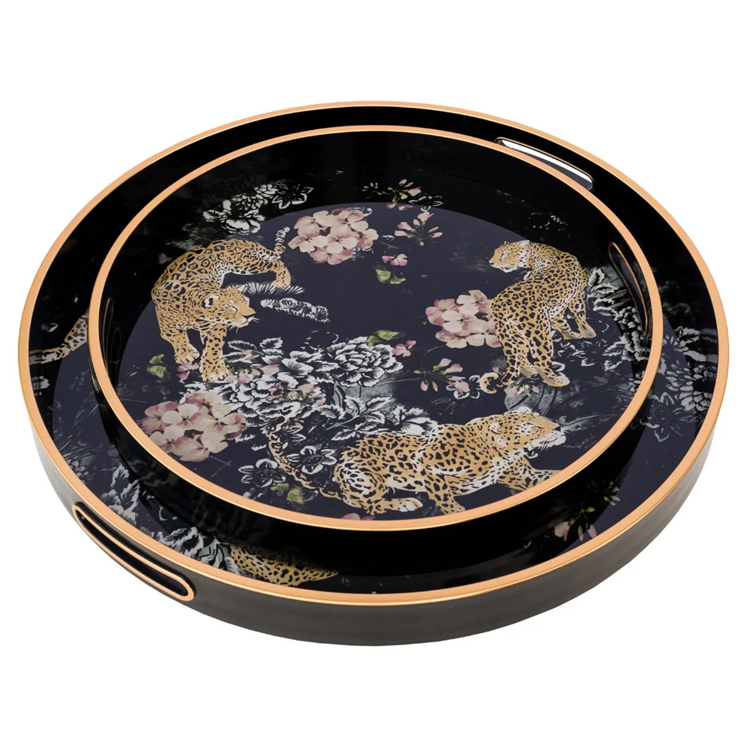Circular Tray Set With Leopard Design