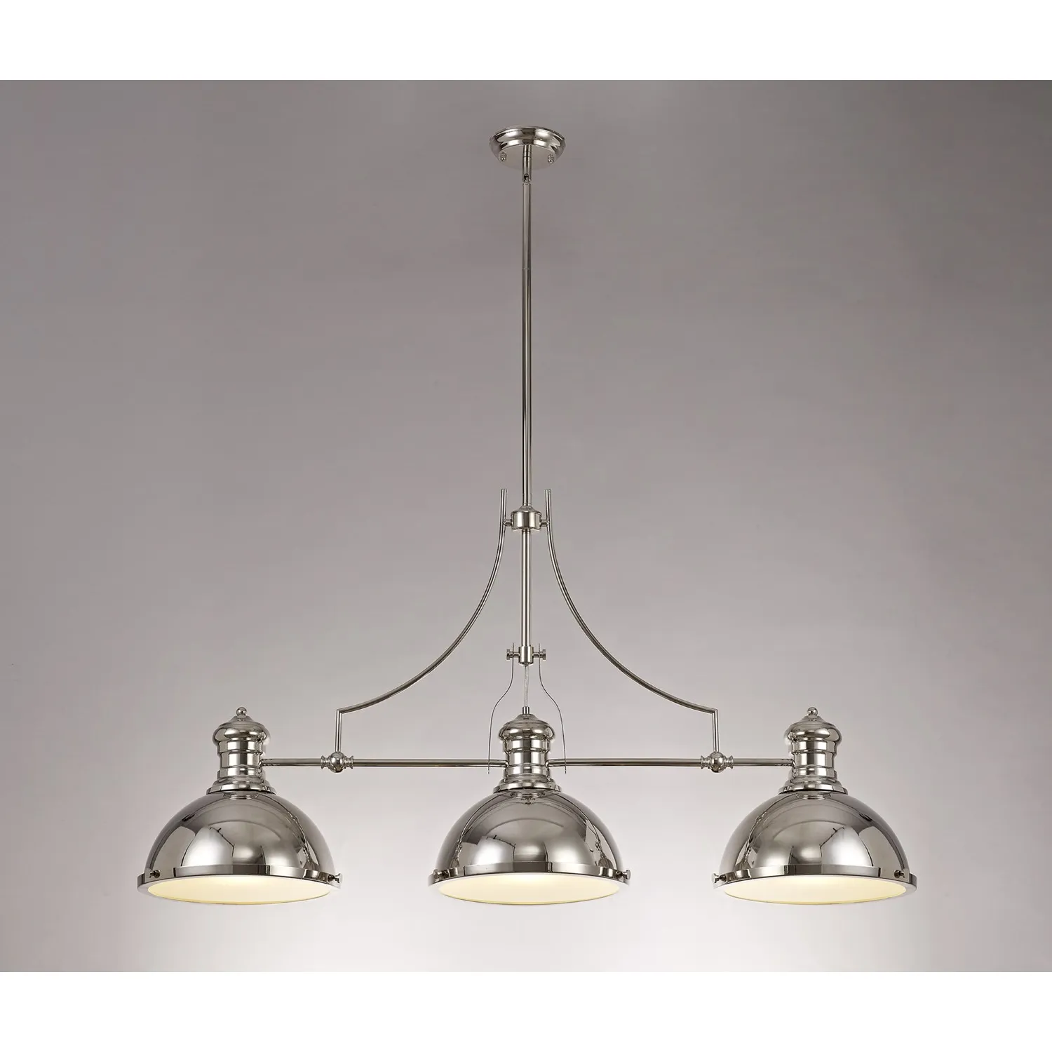 Sandy Linear Pendant, 3 x E27, Polished Nickel Frosted Glass