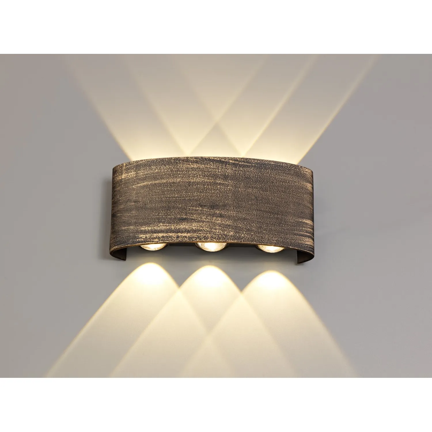 Rochester Up And Downward Lighting Wall Lamp, 6 x 1W LED, 3000K, 500lm, IP54, Gold Black, 3yrs Warranty