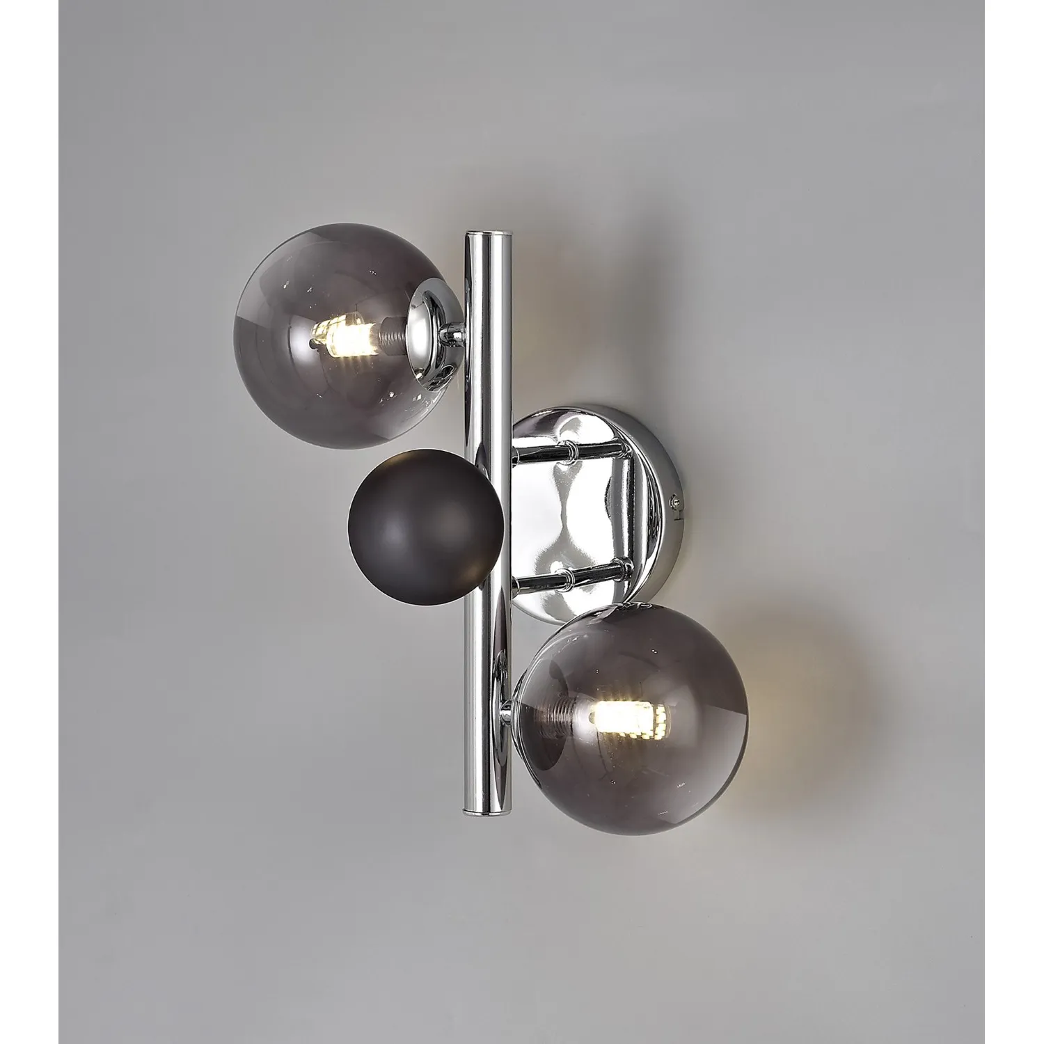 Hook Wall Lamp, 2 x G9, Polished Chrome Smoked Glass