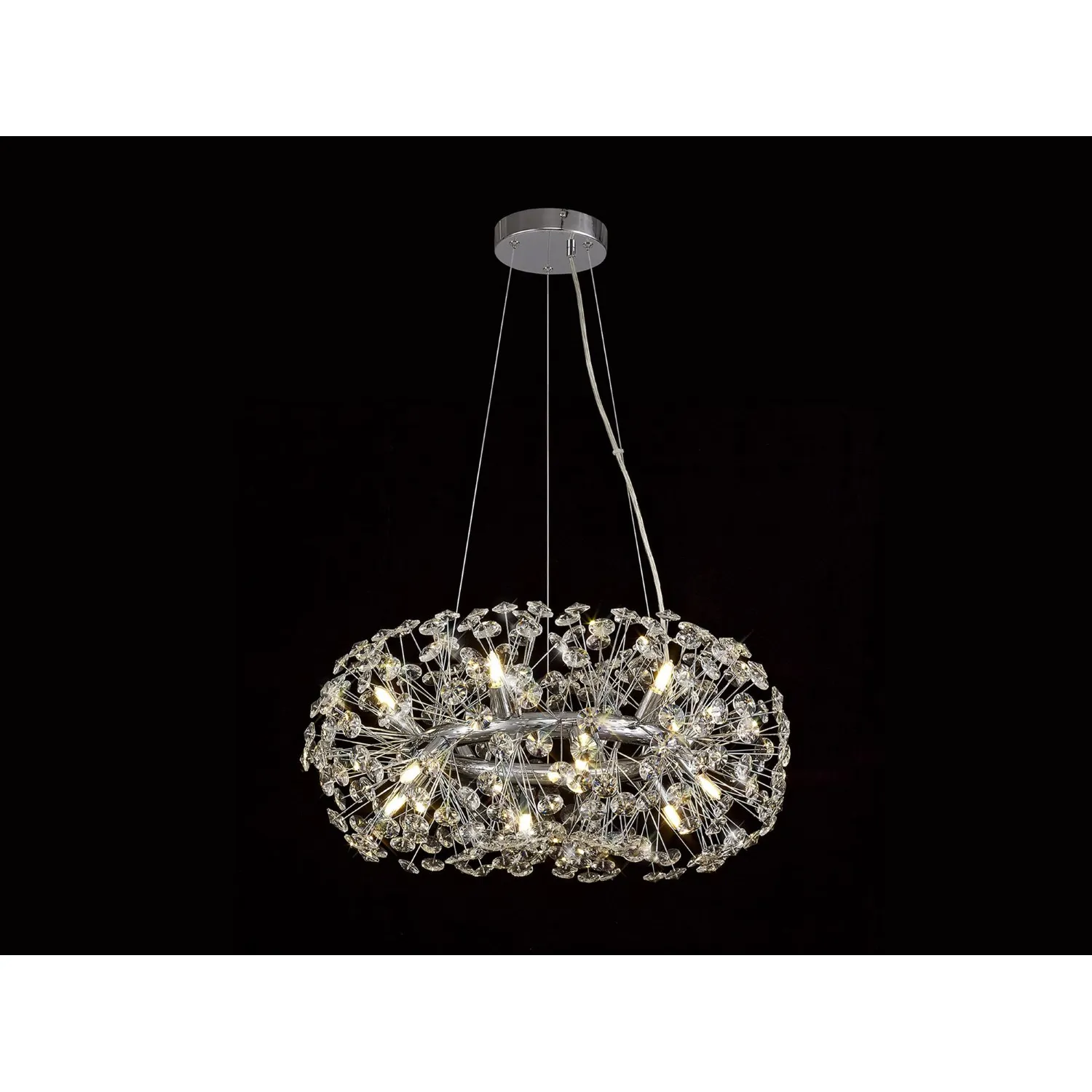 Polished Chrome 60cm Ring Pendant Light Clear K9 Crystals