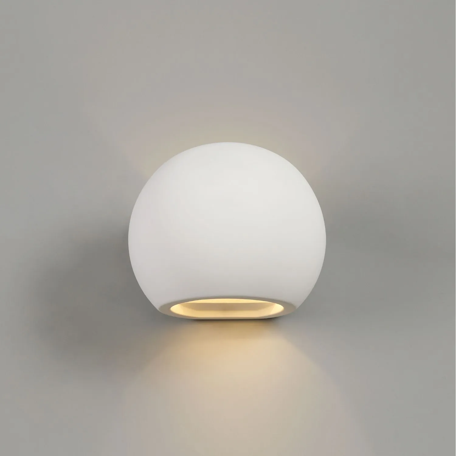 Tilbury Round Ball Up And Down Wall Lamp, 1 x G9, White Paintable Gypsum