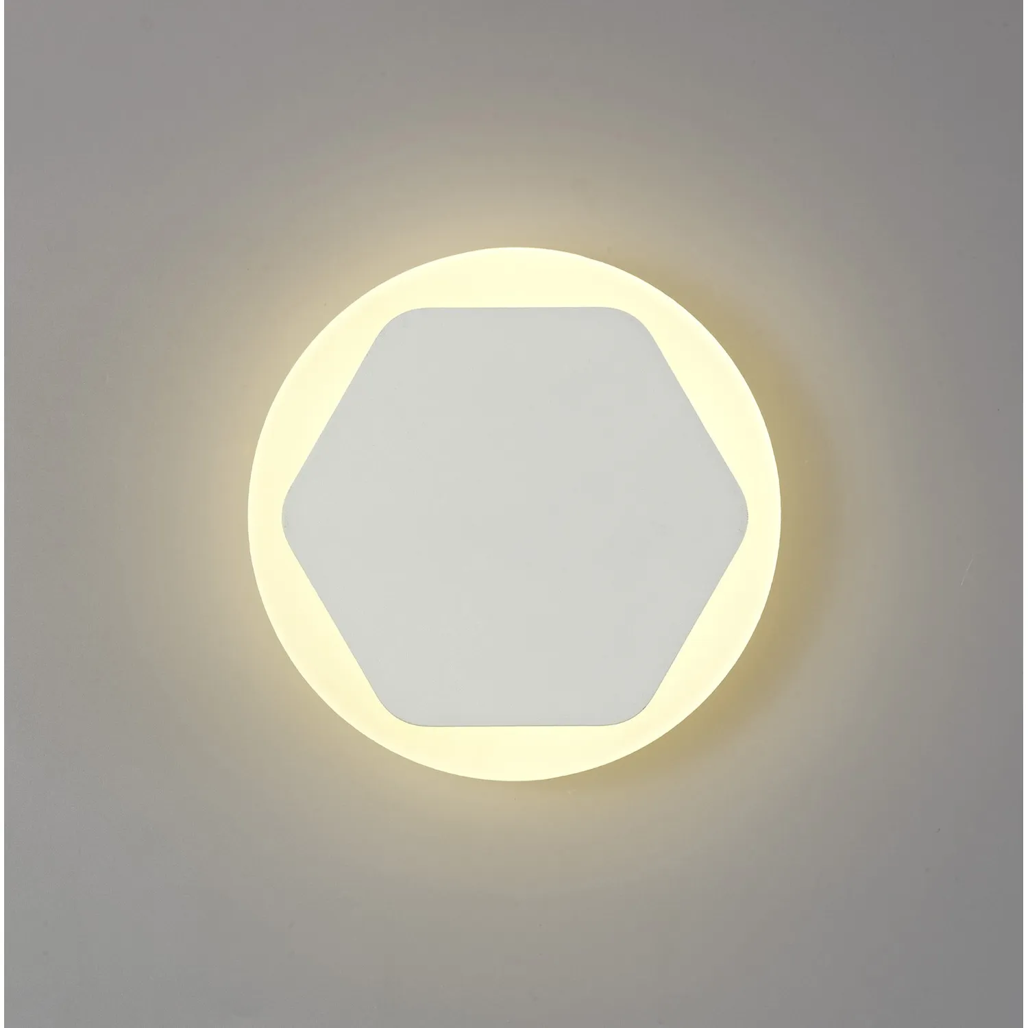 Edgware Magnetic Base Wall Lamp, 12W LED 3000K 498lm, 15 19cm Horizontal Hexagonal Centre, Sand White Round Acrylic Frosted Diffuser