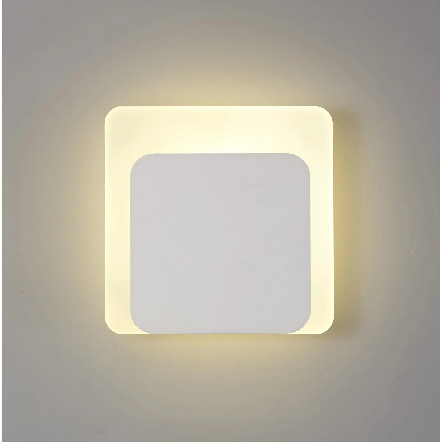 Edgware Magnetic Base Wall Lamp, 12W LED 3000K 498lm, 15 19cm Square Bottom Offset, Sand White Acrylic Frosted Diffuser
