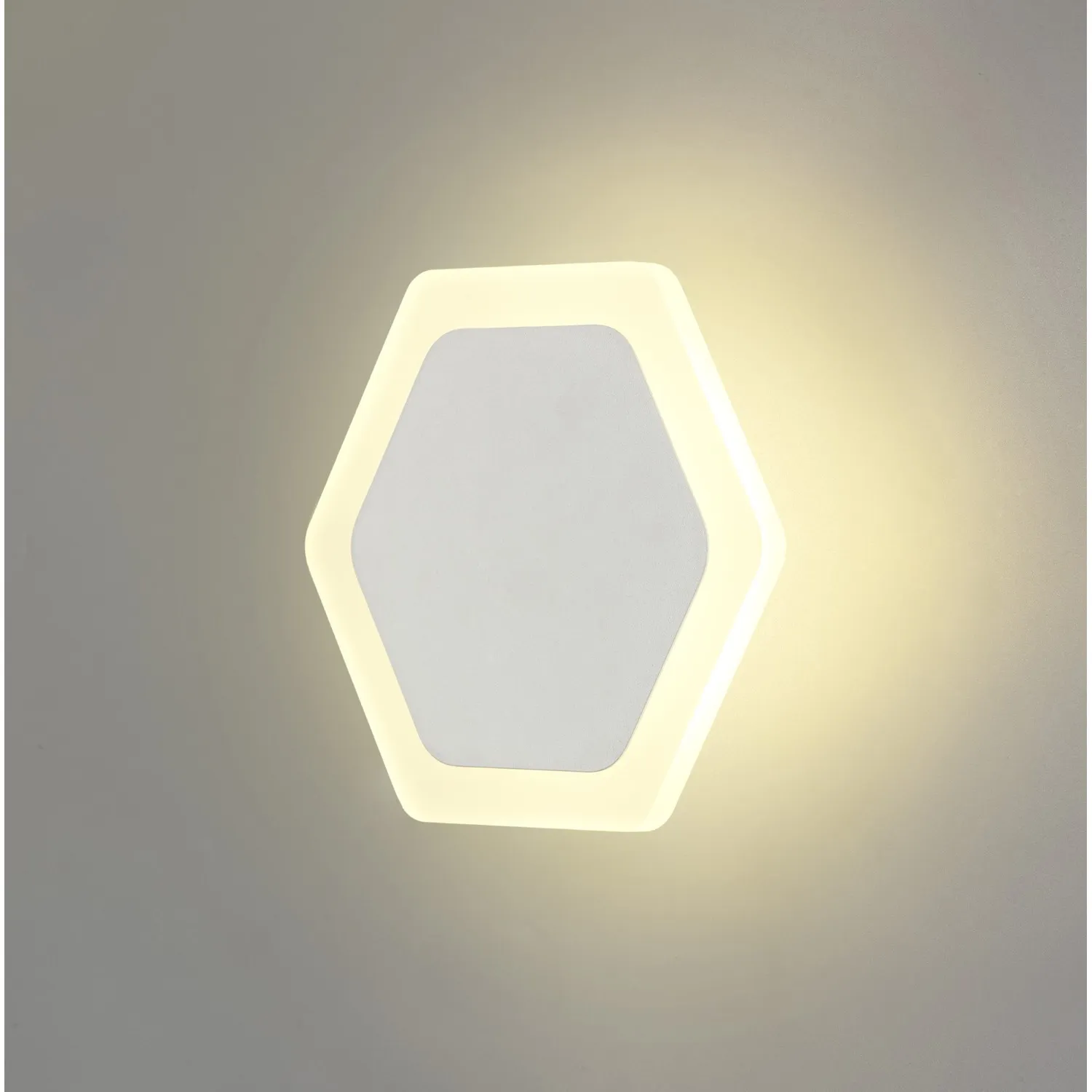 Edgware Magnetic Base Wall Lamp, 12W LED 3000K 498lm, 15 19cm Horizontal Hexagonal Centre, Sand White Acrylic Frosted Diffuser