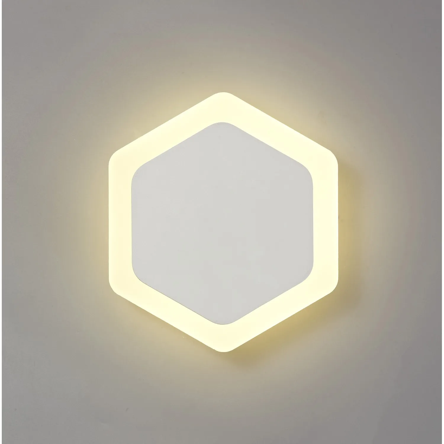 Edgware Magnetic Base Wall Lamp, 12W LED 3000K 498lm, 15 19cm Vertical Hexagonal Centre, Sand White Acrylic Frosted Diffuser