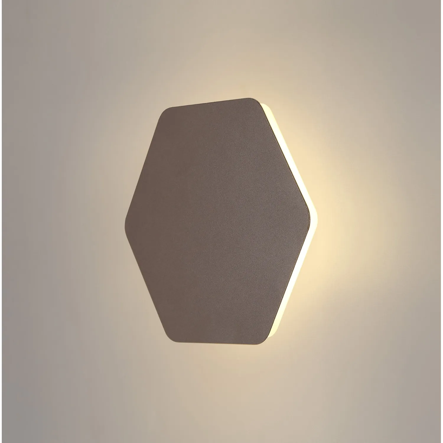Edgware Magnetic Base Wall Lamp, 12W LED 3000K 498lm, 20 19cm Horizontal Hexagonal Centre, Coffee Acrylic Frosted Diffuser
