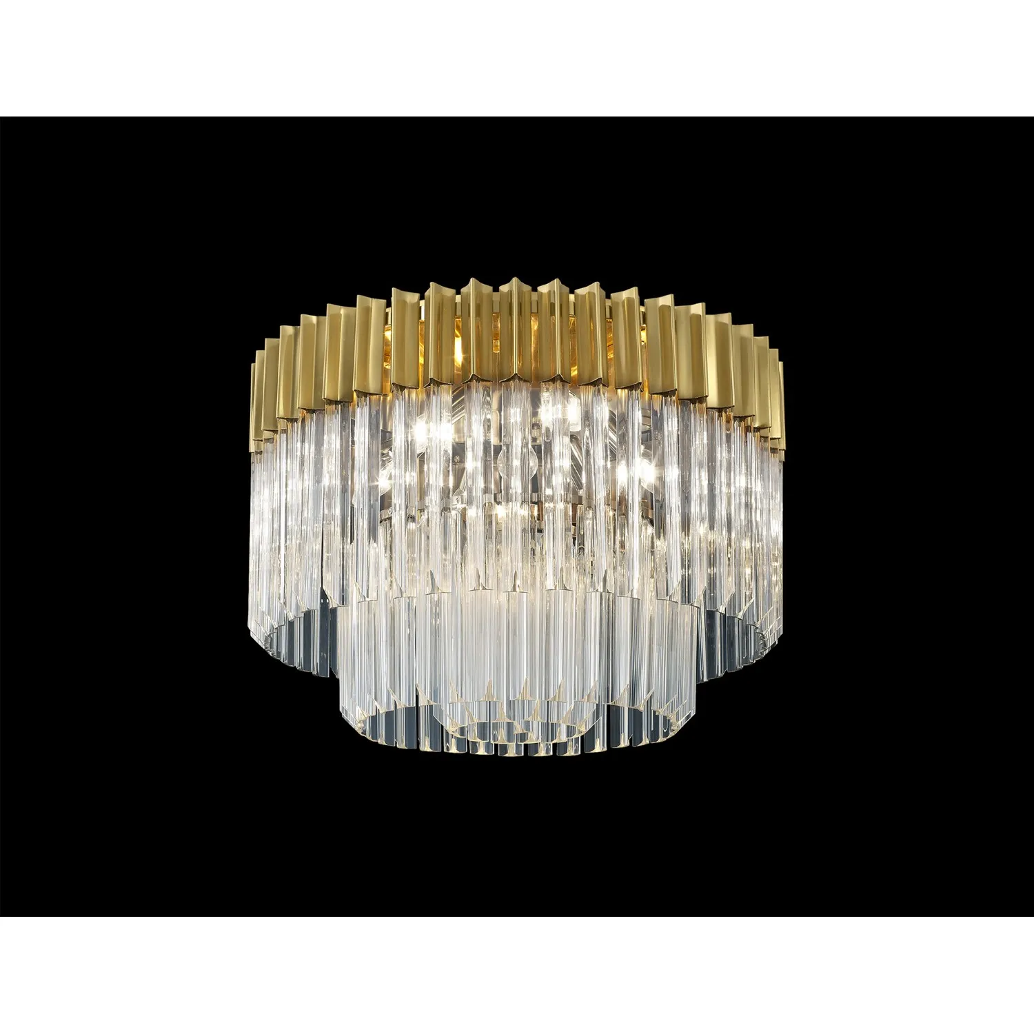Brass Clear Sculpted Glass 60cm Round Ceiling Pendant Light