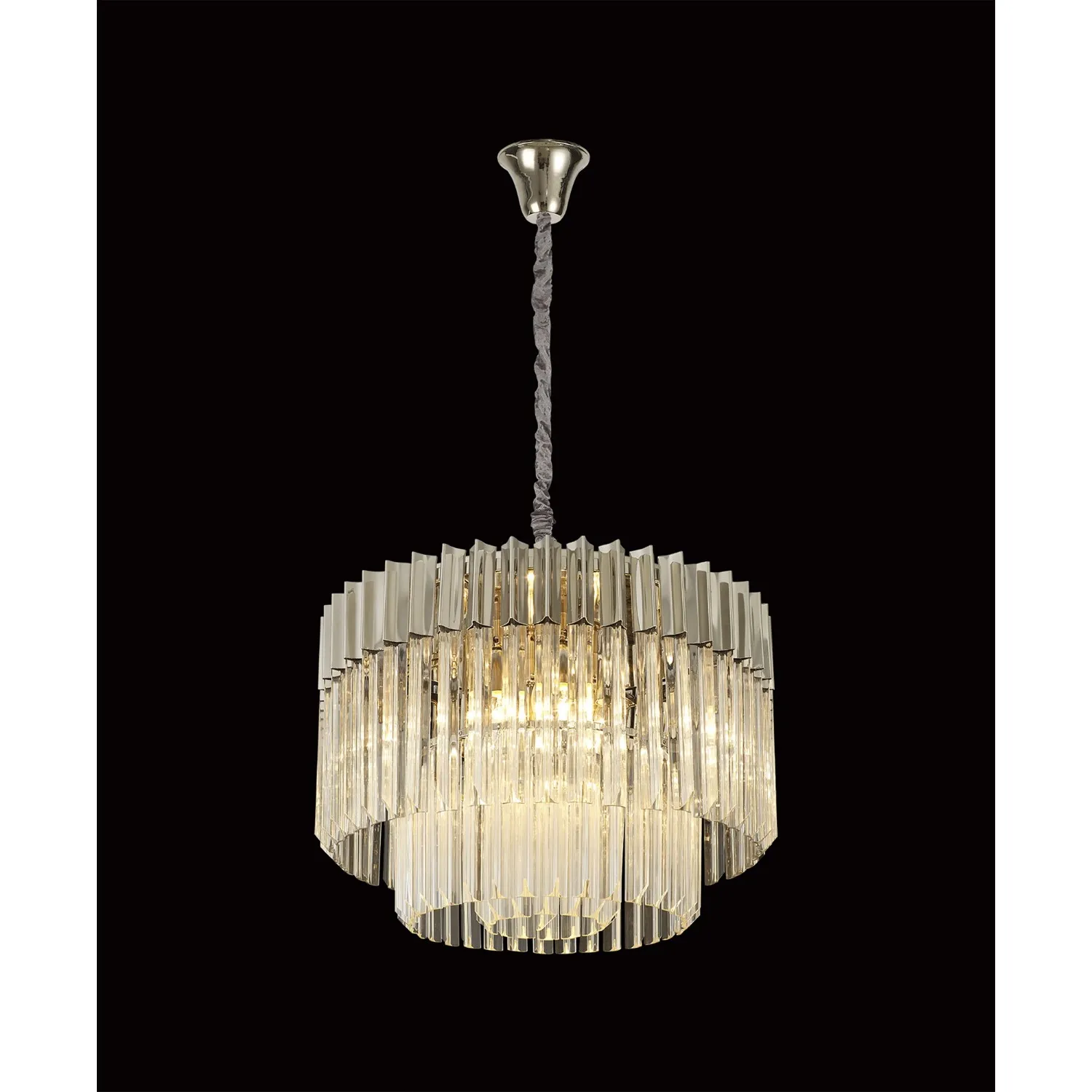 Aldershot 60cm Pendant Round 8 Light E14, Polished Nickel Clear Sculpted Glass Item Weight: 17.3kg