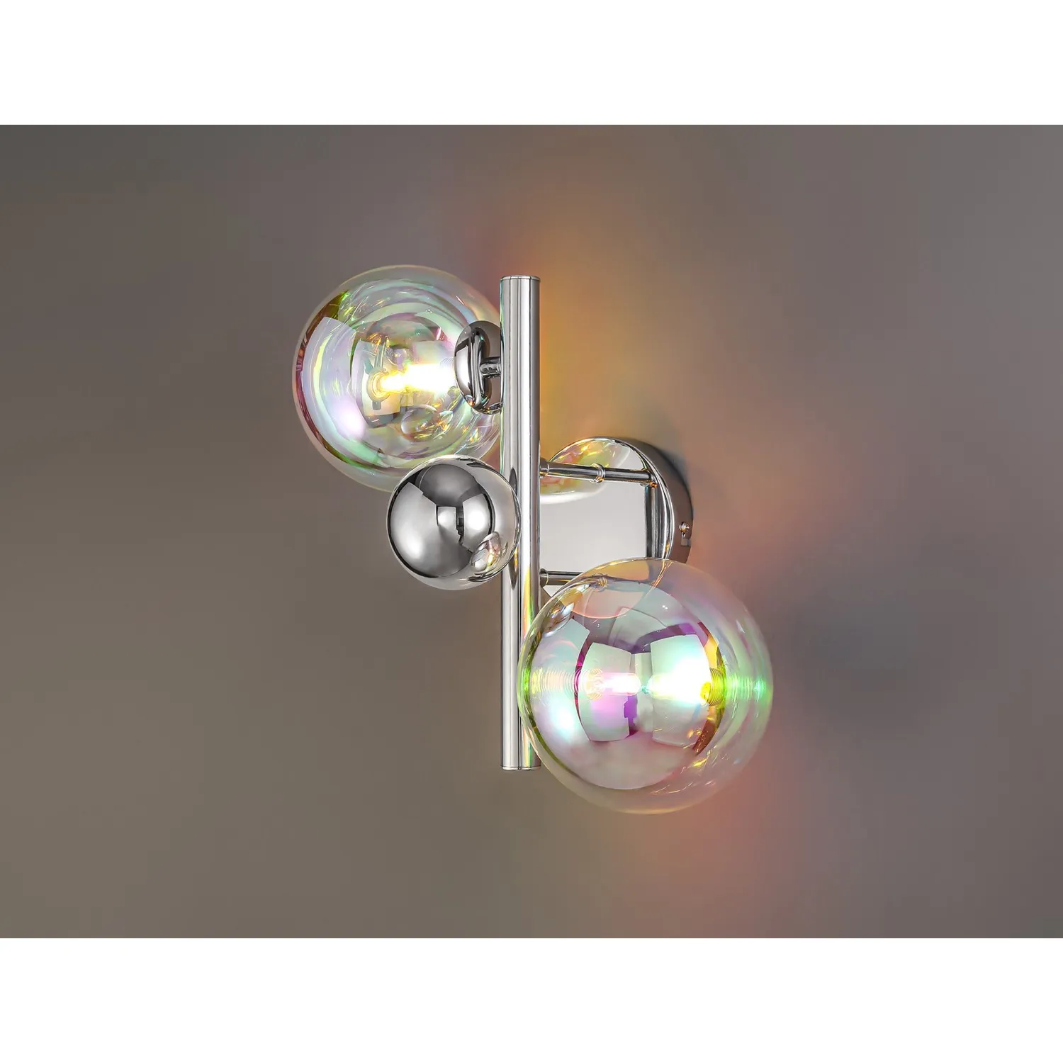 Hook Wall Lamp, 2 x G9, Polished Chrome Iridescent Glass