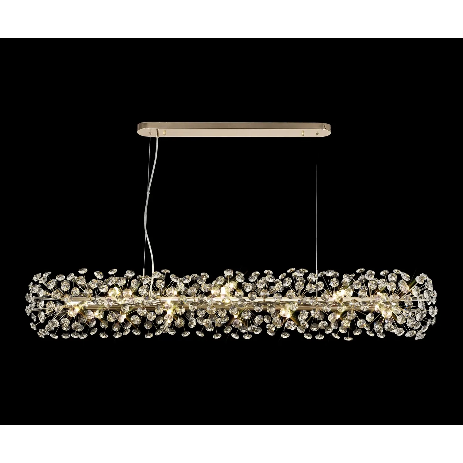 Camden Oblong Linear Pendant 14 Light G9 French Gold Crystal