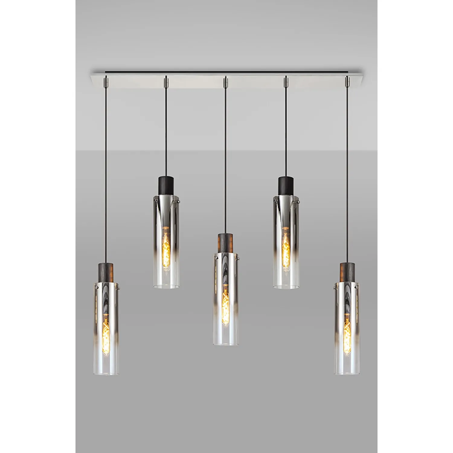 Black Polished Chrome 5 Light Adjustable Linear Pendant