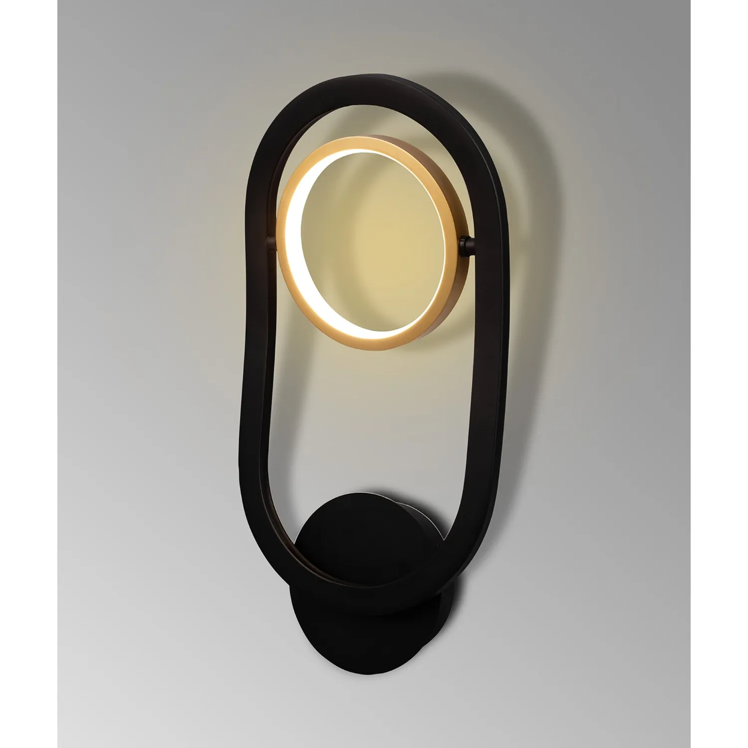 Caterham Wall Lamp, 1 Ring, 8W LED, 3200K, 440lm, Satin Black Gold, 3yrs Warranty