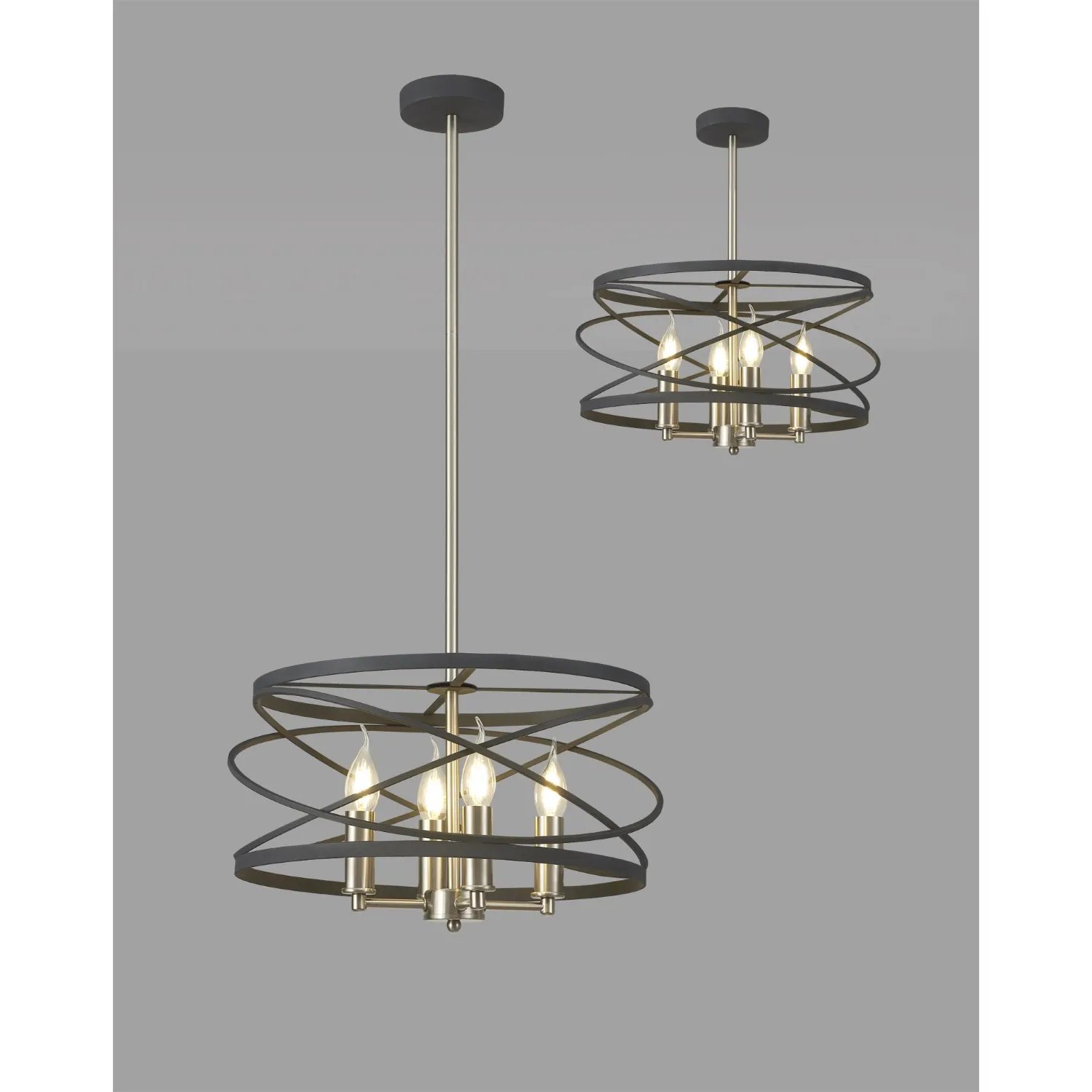 Amesbury Pendant Semi Flush, 4 x E14,Graphite Satin Nickel