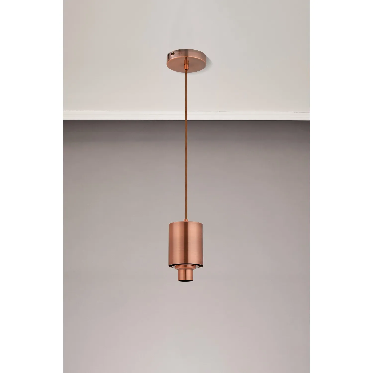 Copthorne Pendant (FRAME ONLY), 1 x E27, Antique Copper Brown Braided Cable