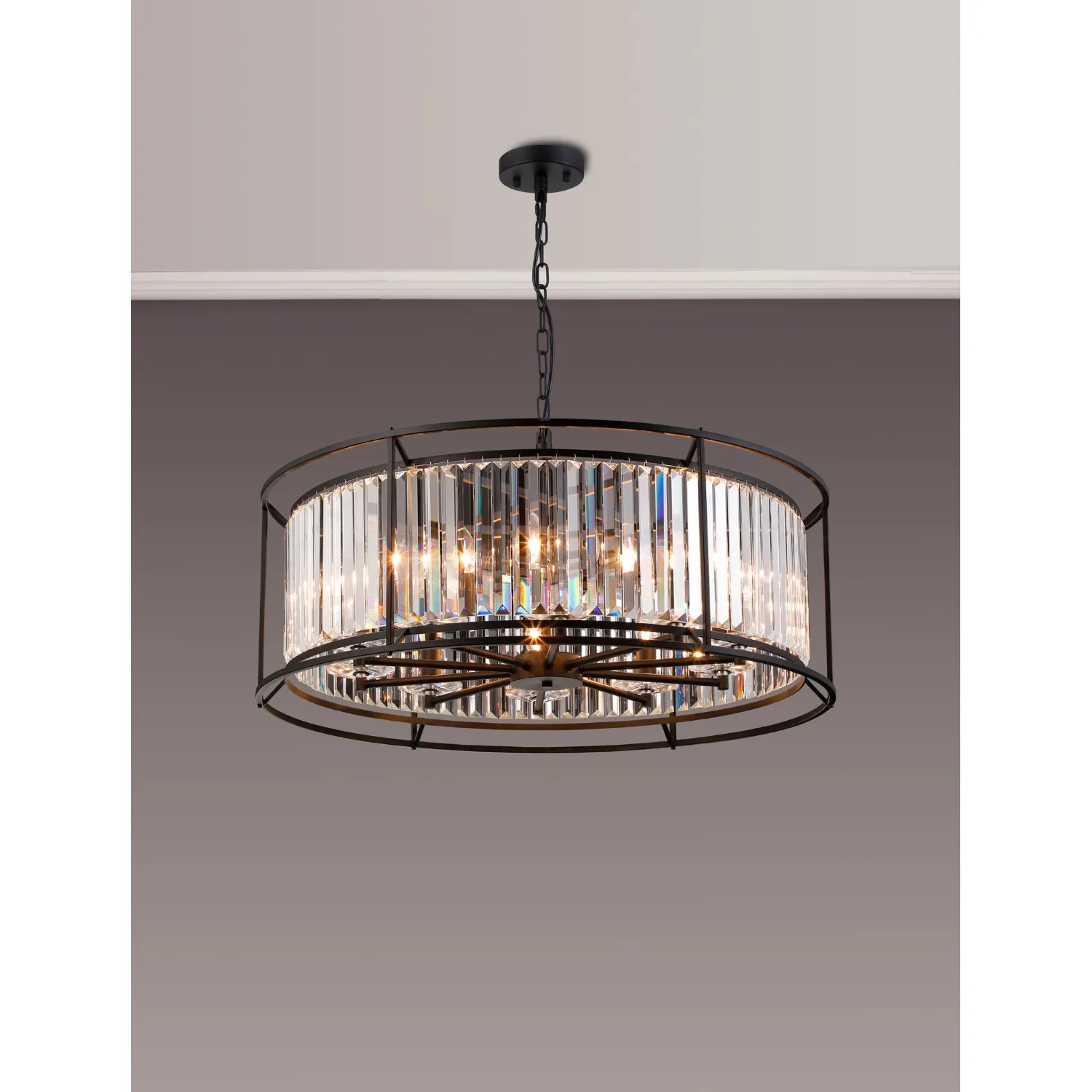 Erith Pendant, 10 x E14, Satin Black Clear