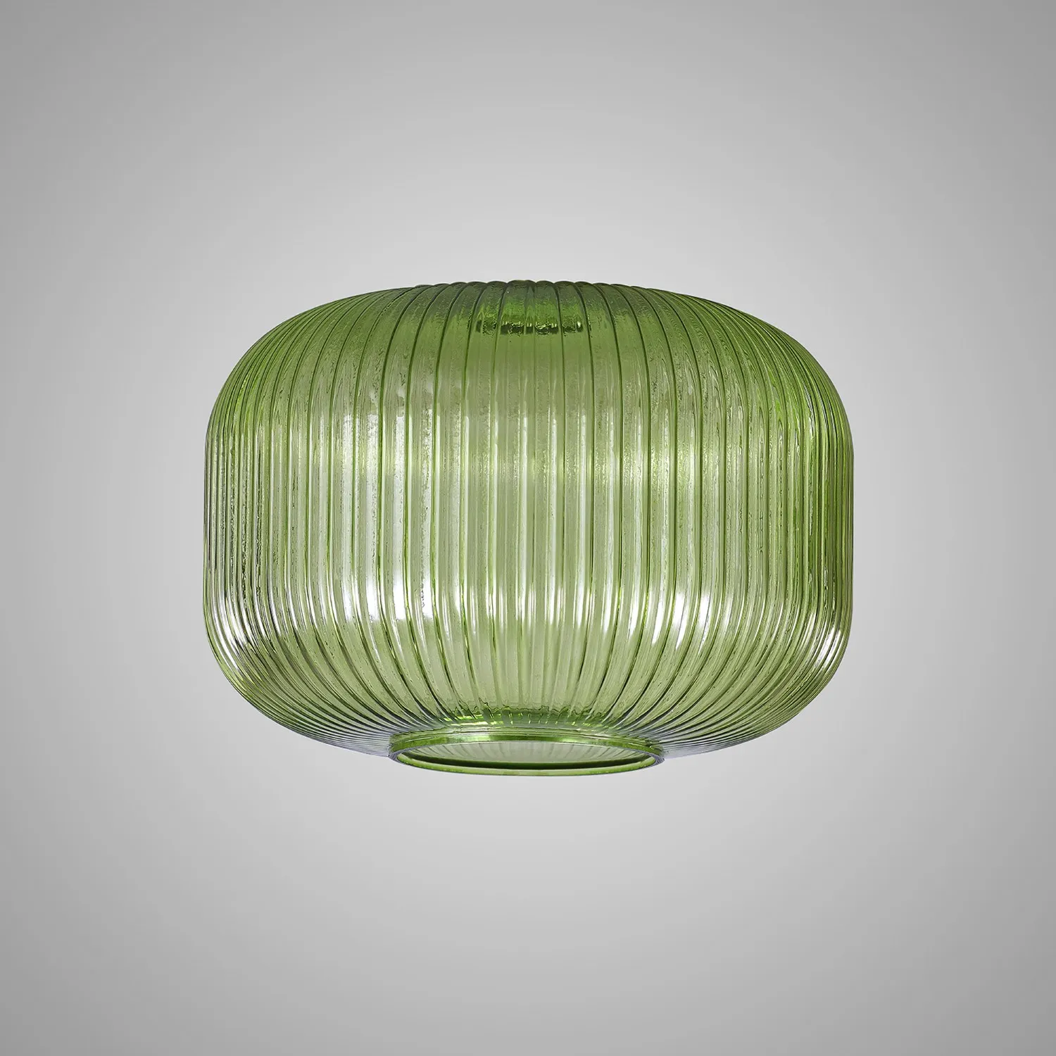 Epsom 30cm Pumpkin Shaped Ribbed Glass (C), Green