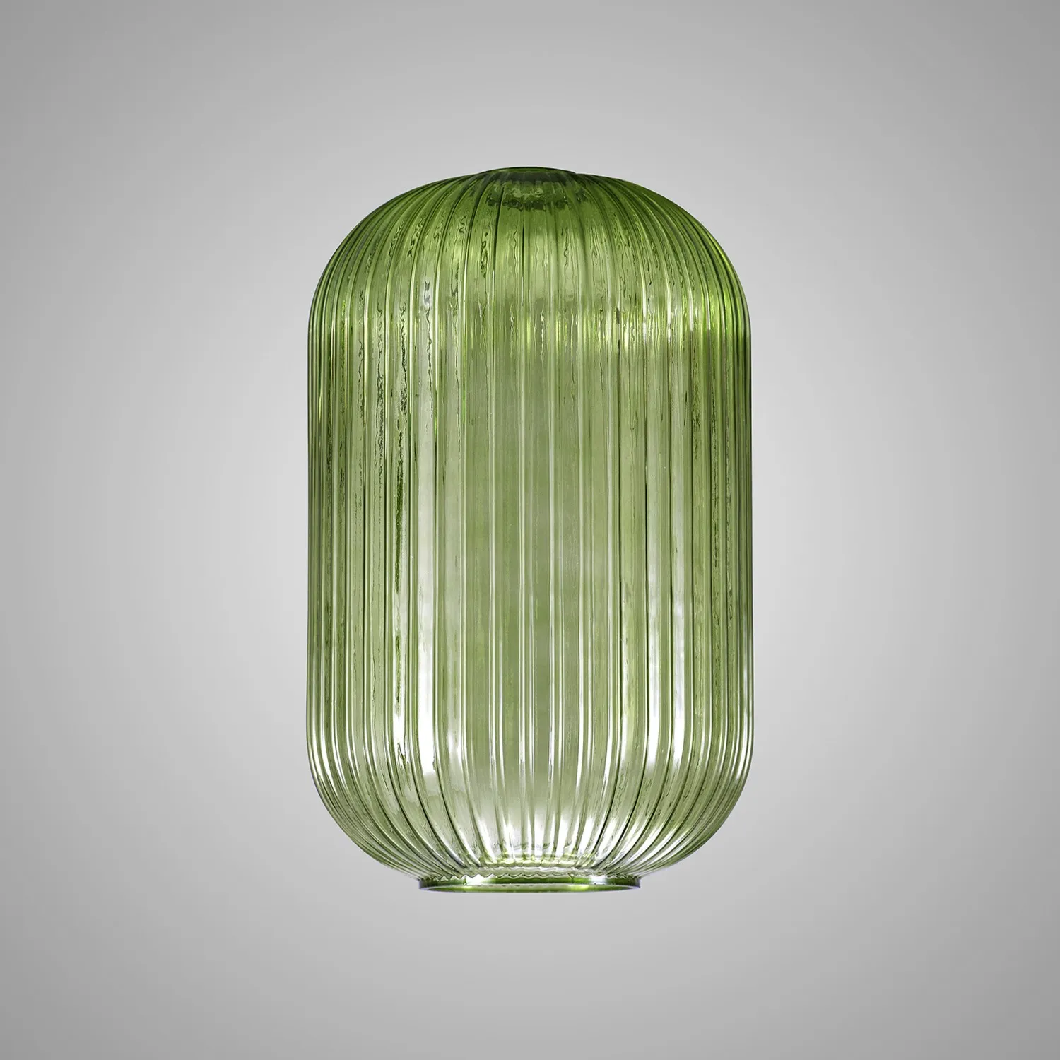 Epsom 20cm Tubular Ribbed Glass (D), Green