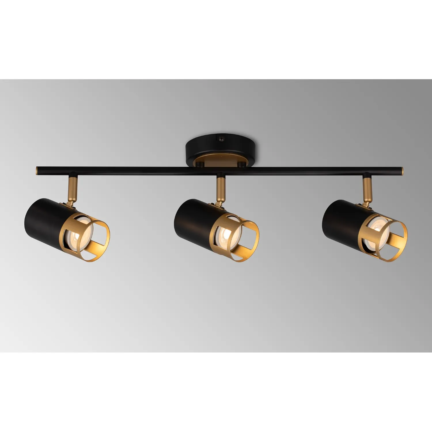 Essex 3 Light Linear Bar Spotlight GU10, Black Painted Gold