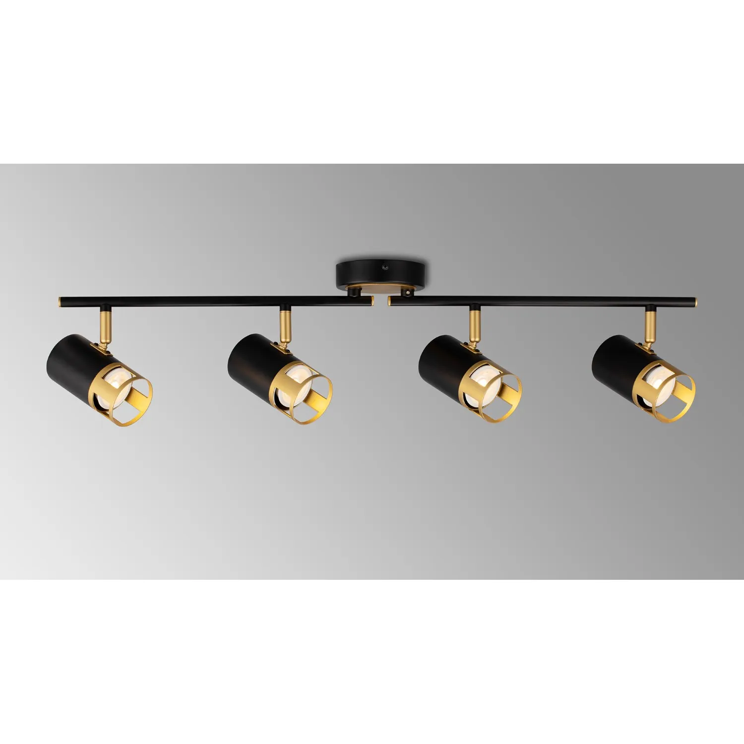 Essex 4 Light Linear Bar Spotlight GU10, Black Painted Gold